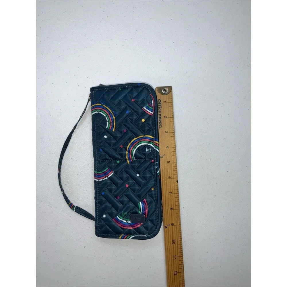 Lug Sleeper Cosmetic Case Pouch Zip Around Case Quilted Rainbow Blue Travel Bag